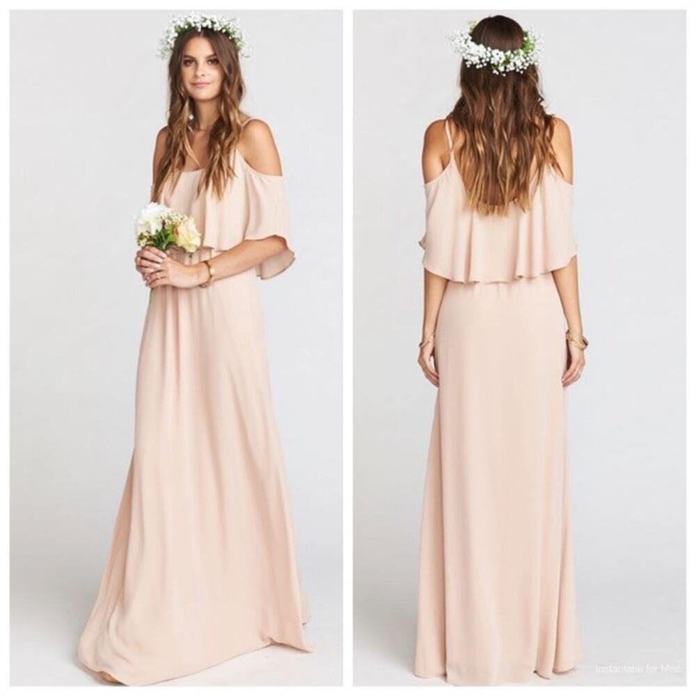 Show Me Your Mumu Caitlin Ruffle Maxi Dress Dusty Blush Crisp Women's Size XXL